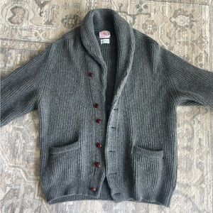Jpress - men’s 100% lambswool cardigan - gray - large